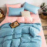 Ins Style Bedding Set Solid Color Flat Sheet Duvet Cover Pillowcase Twin Full Queen Size Bed Linen Fashion Home Textile