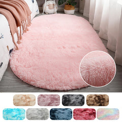 Oval Carpet Home Living Room Bedroom Carpet Large Size Rugs Plush Fluffy Carpet Home Decor Bedside Thickened Tie Dye Carpet