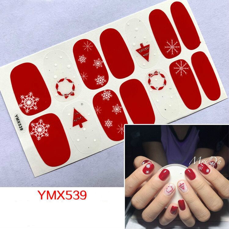 Qfdian christmas decor ideas nightmare before christmas 14tips Christmas Style Nail Art Sticker Snowflake Elk Decoration Waterproof Full Cover Wraps Decal DIY Manicure Sticker