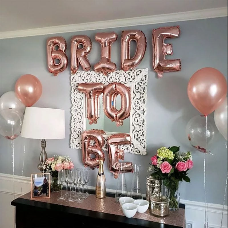 Qfdian valentines day decorations for the home Bride To Be Ring Foil Balloon Wedding Hen Party Decoration Champagne Bottle Love Bridal Ballons Birthday Valentines Decor Suppli