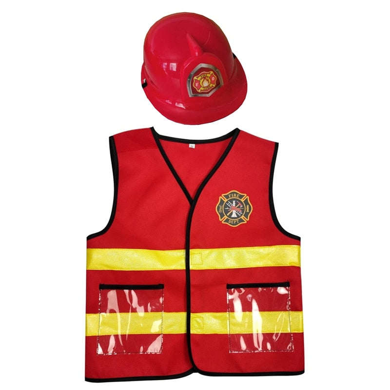 Qfdian halloween decorations halloween costumes halloween gift Kids Firefighter Cosplay Little Fireman Firemen Costume  for Boy Child Halloween Carnival Party Costumes for Boys