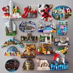 Qfdian home decor hot sale new Italia Pisa Roma Vienna Georgia British York Malta Budapest Mostar Egypt Antalya Columbia Fridge Magnet Sticker Tourist Souvenir