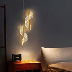 Nordic Spiral LED Pendant Lights Bedside Hanging Lamp Indoor Lighting Bedroom Living Room Home Decoration Modern Acrylic Light