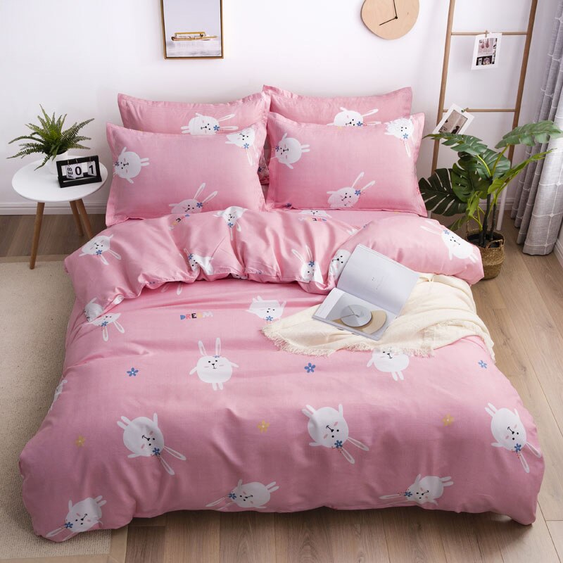 Qfdian Beddings Sets New Cotton Four-piece Set Thickened Brushed Bedding School Dormitory Three-piece Bedding Set Luxury Bed Linen