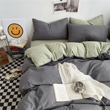 Black Bedding Set for Boys Girls Bedroom Washed Cotton Duvet Cover Pillowcase Bedspread Simple Fashion Bed Sheet Set Bed Linens
