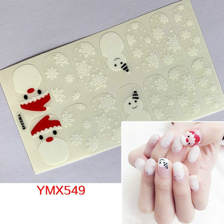 Qfdian christmas decor ideas nightmare before christmas 14tips Christmas Style Nail Art Sticker Snowflake Elk Decoration Waterproof Full Cover Wraps Decal DIY Manicure Sticker