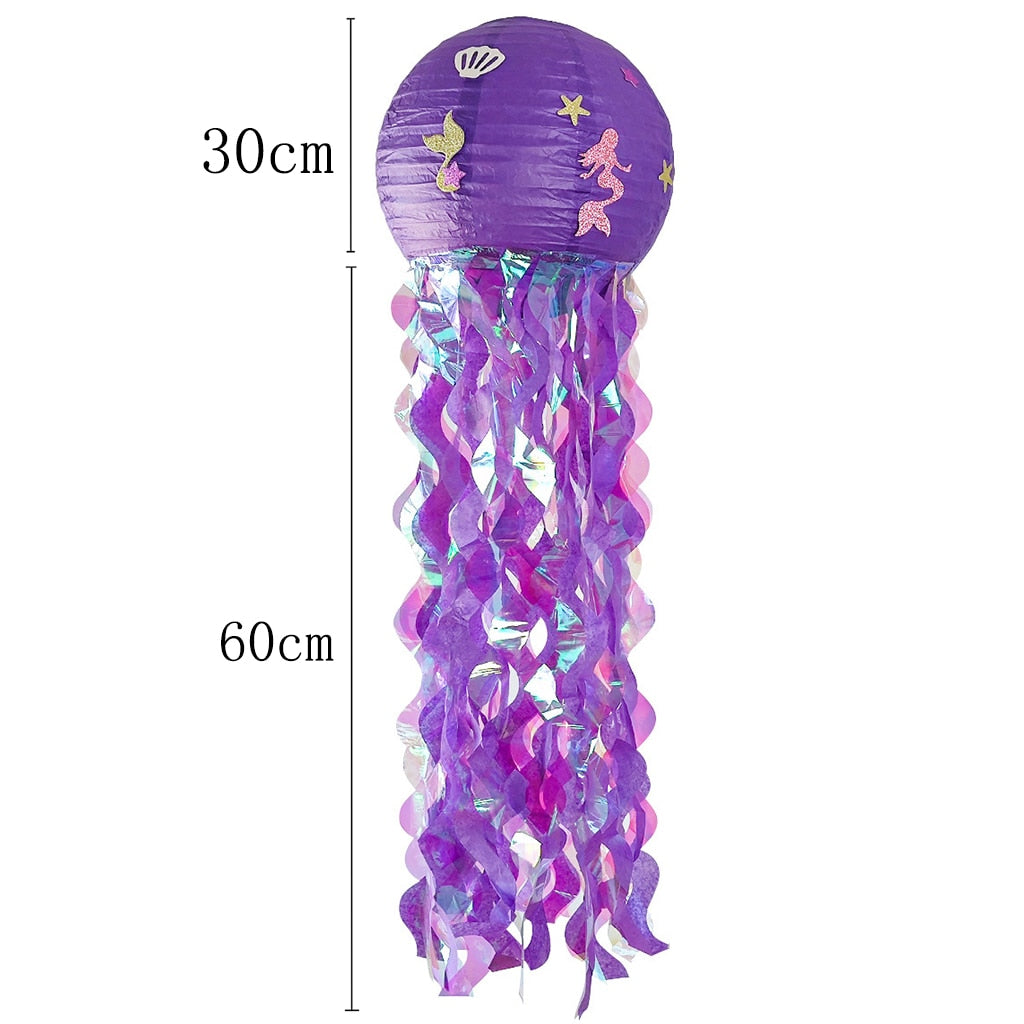 Qfdian 2M Ocean Theme Bubble Garlands Mermaid Birthday Banner Under The Sea Happy Birthday Party Decor Kids Girls Babyshower Supplies