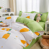 Green Sweetheart Bedding Set Carrot Soft Full Queen Size Boys Girls Duvet Cover No Filler Flat Sheet Pillowcases Home Textile