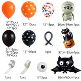 Qfdian halloween decorations halloween costumes halloween gift  126Pcs Halloween Black Orange Balloon Garland Kit 3D Bat Spider Cat Aluminum Foil Balloon Halloween Party Background Decorations