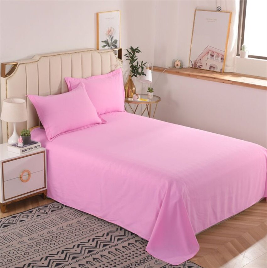 1pc Cotton Flat Sheet 19Solid Color Luxury Bed Sheets Soft Comfortable Bedsheet Single Queen King Size Bed Linens High Quality