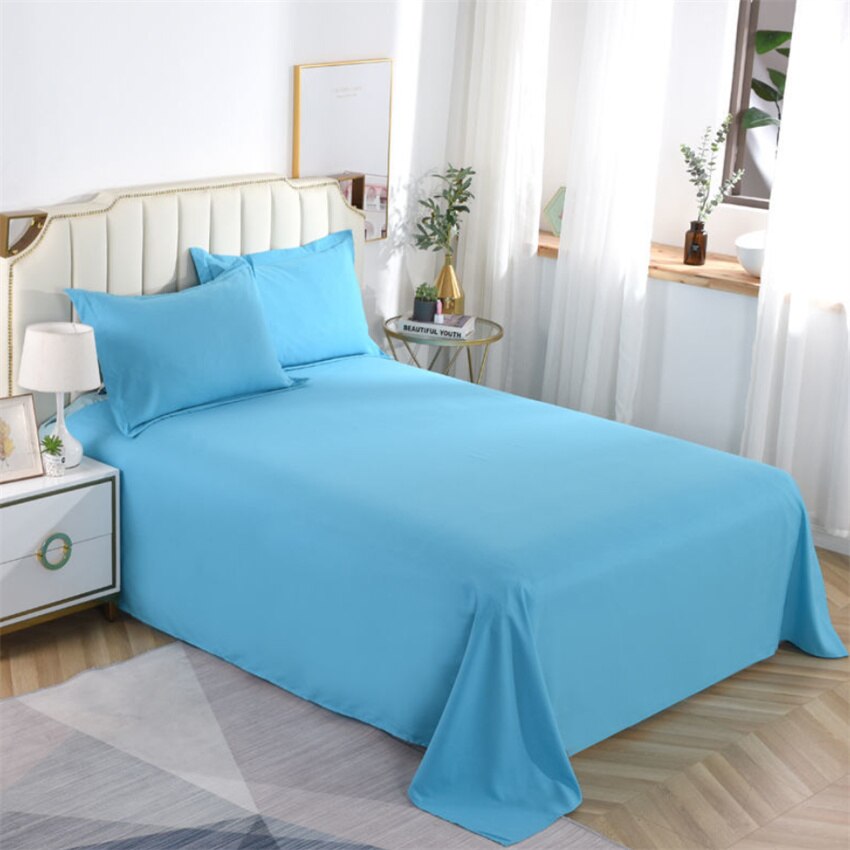 1pc Cotton Flat Sheet 19Solid Color Luxury Bed Sheets Soft Comfortable Bedsheet Single Queen King Size Bed Linens High Quality