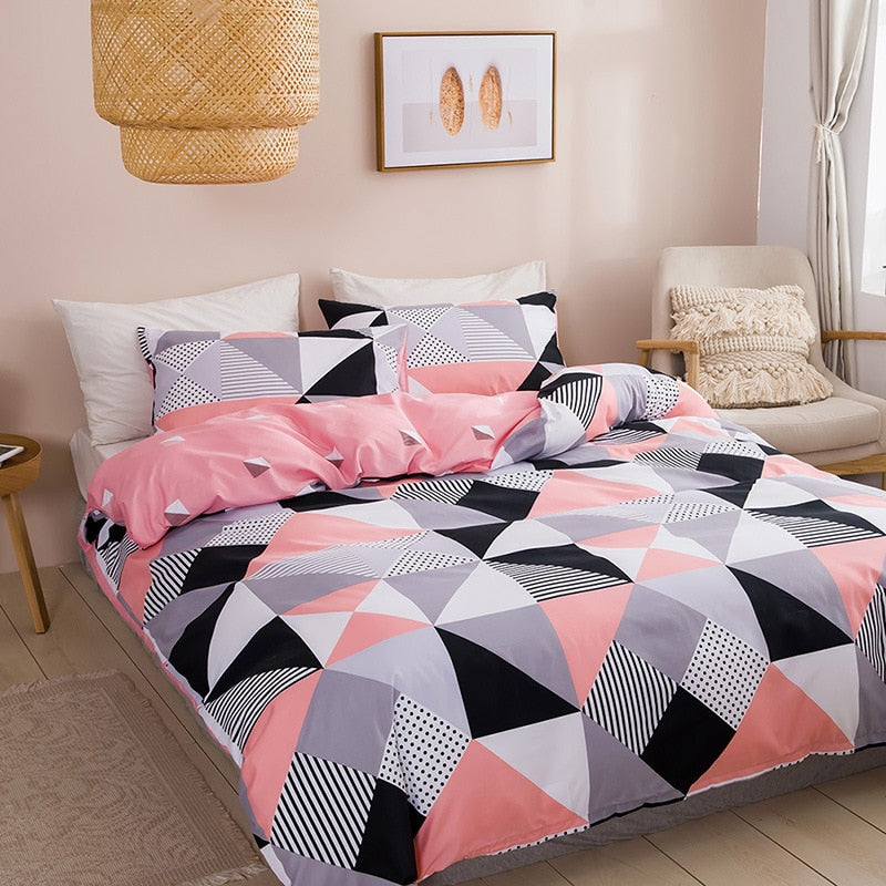 Modern Geometric Print Queen Bedding Set Soft Comfortable King Size Duvet Cover Set Cheap and Durable Single Double Bedding Sets