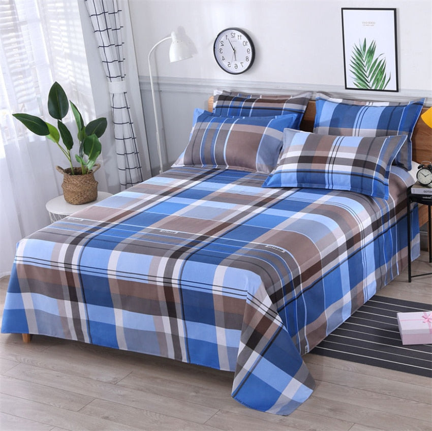 3 Pieces Bed Sheet Set 1pc Flat Sheets and 2pcs Pillowcase Washed Cotton Beds Linens Soft Comfort Bed Cover Double Queen Size