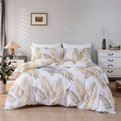 Modern Style Gold Print Queen Duvet Cover Set Soft Comfortable Single Double Bedding Set Twin King Quilt Cover and 2 Pillowcases