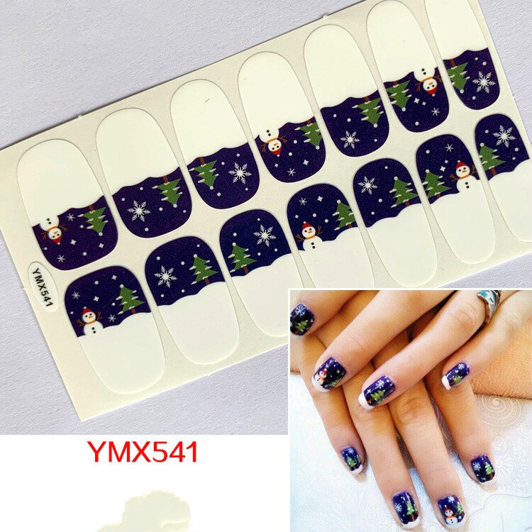 Qfdian christmas decor ideas nightmare before christmas 14tips Christmas Style Nail Art Sticker Snowflake Elk Decoration Waterproof Full Cover Wraps Decal DIY Manicure Sticker