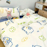 Romantic Bedding Set Floral Ins Style Duvet Cover Flat Sheet with Pillowcases Single Queen Full Size Boys Girls Korean Bed Linen