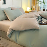 Ins Nordic Bedding Set Solid Color Simple Washable for Student Dormitory Single Double Size Soft Home Textile