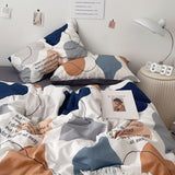 Classic Stripes Bedding Set Soft Pure Cotton Breathable Flat Sheet Duvet Cover Pillowcases Single Queen Size Dormitory Bed Linen