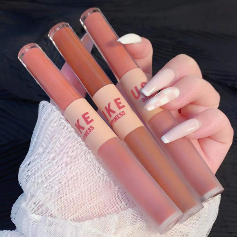 Double Head Lip Gloss Matte Velvet Sexy Red Tint Liquid Lipstick Waterproof Lipgloss Lasting Lip Glaze Korean Makeup Cosmetics