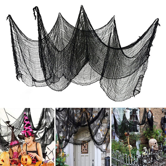 Qfdian halloween decorations halloween costumes halloween gift Halloween Black Creepy Gauze Cloth for Halloween Decoration Outdoor Hanging Scary Gauze Spooky Cloth Haunted House Party Walls