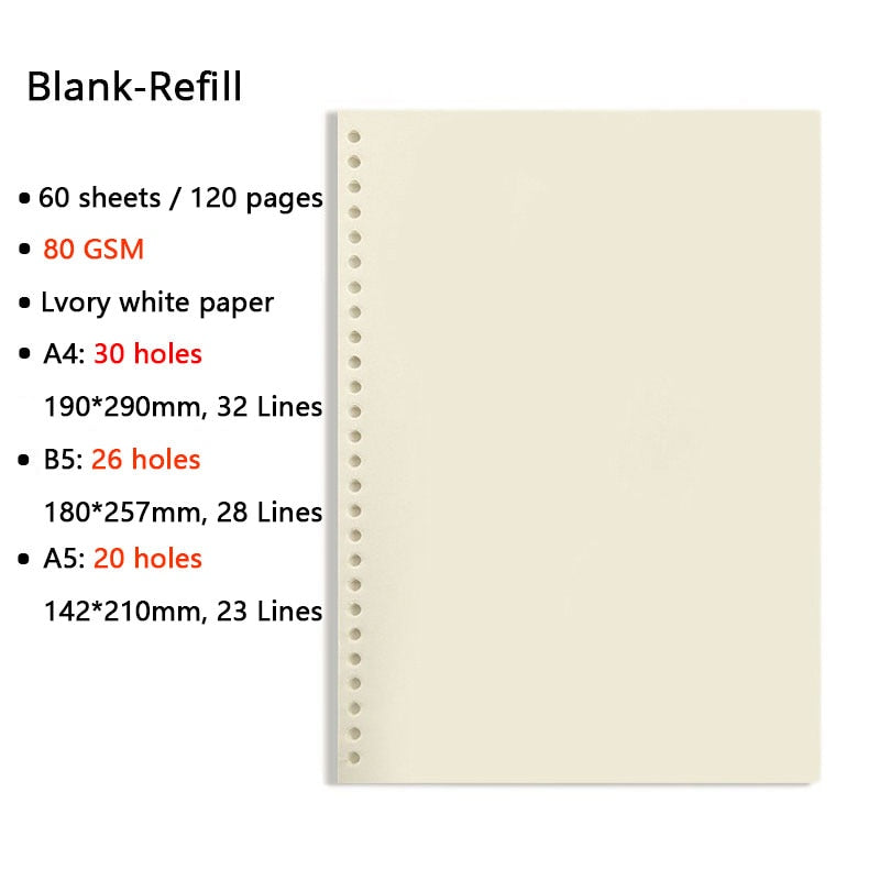 Qfdian Loose Leaf Notebook A4/A5/B5 Replaceable Refill Planner BUJO 6 styles Available Office School Supplies Stationery