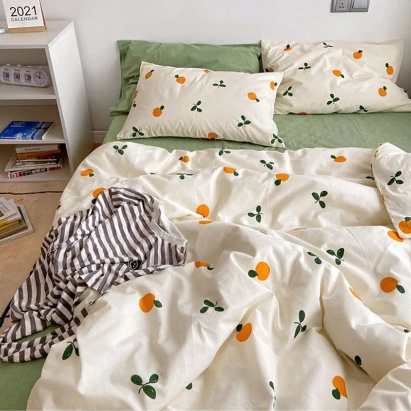 Cute Bedding Set Fashion Single Double Size Flat Sheet Duvet Cover Pillowcase Soft Microfiber Boys Girls Bed Linen