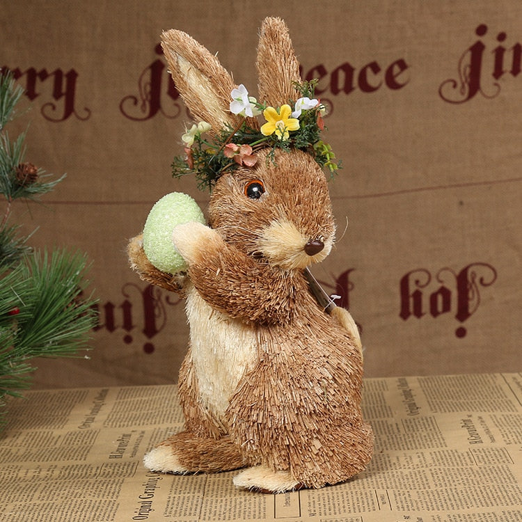 Qfdian easter decorations clearance New Creative Children Easter Bunny Decoration Cute Straw Rabbit Home Decorative Ornaments Gift For Mother Kids Friends