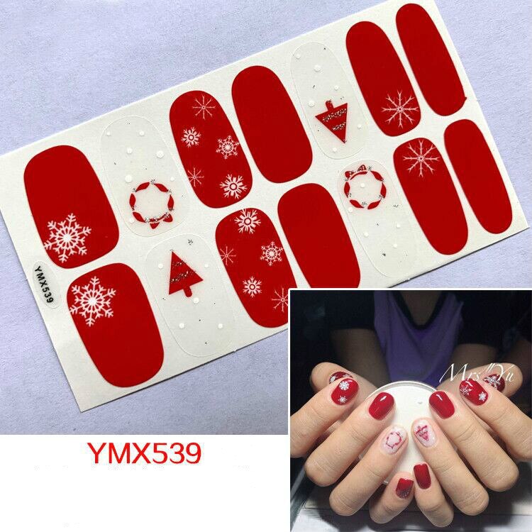 Qfdian christmas decor ideas nightmare before christmas 14tips Christmas Style Nail Art Sticker Snowflake Elk Decoration Waterproof Full Cover Wraps Decal DIY Manicure Sticker