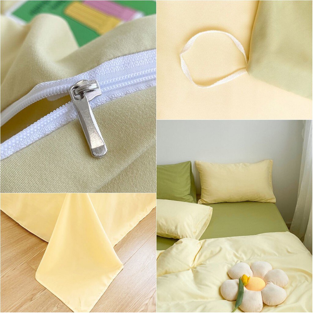 Nordic Ins Style Bedding Sets Solid Color Single Double Queen Size Duvet Cover Flat Sheet Pillowcases Hotel Home Bed Linen