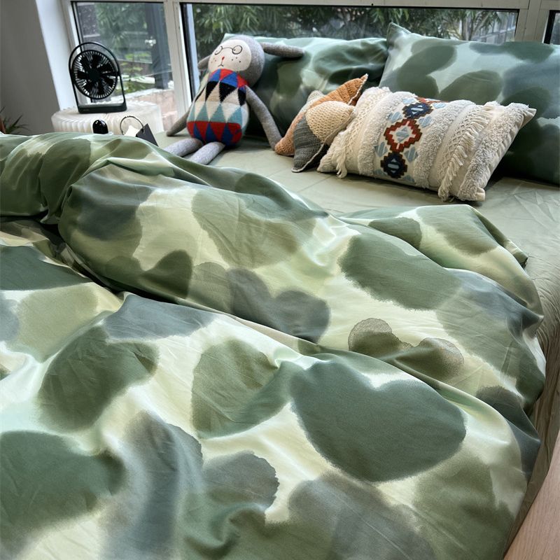 Green Flower Bedding Set Bed Sheet Set Flat Sheet Pillowcases Duvet Cover Cool Fashion Home Textile For Adults Kids Bed Linen