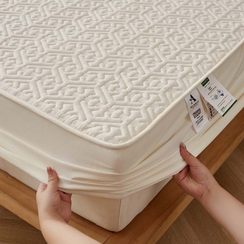 Qfdian Pure Cotton Soft Quilted Mattress Cover Anti-bacterial King Size Customized Bed Pad Protector Cover Not Included Pillowcase