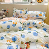 Spring Floral Bedding Set Fashion Single Queen Size Boys Girls Duvet Cover Flat Sheet Pillowcases No Filler Home Textile