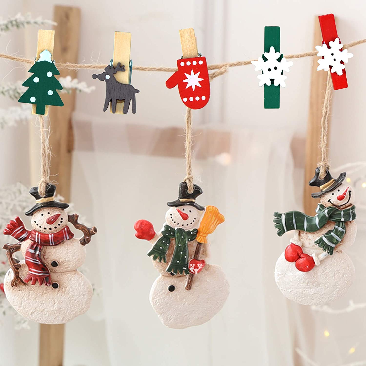 Qfdian halloween decorations christmas decorations 10pcs Christmas Wooden Clips New Year Party Decoration Photo Wall Clip DIY Christmas Ornaments Decorations for Home Xmas Tree