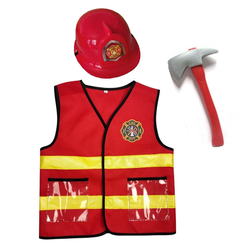 Qfdian halloween decorations halloween costumes halloween gift Kids Firefighter Cosplay Little Fireman Firemen Costume  for Boy Child Halloween Carnival Party Costumes for Boys