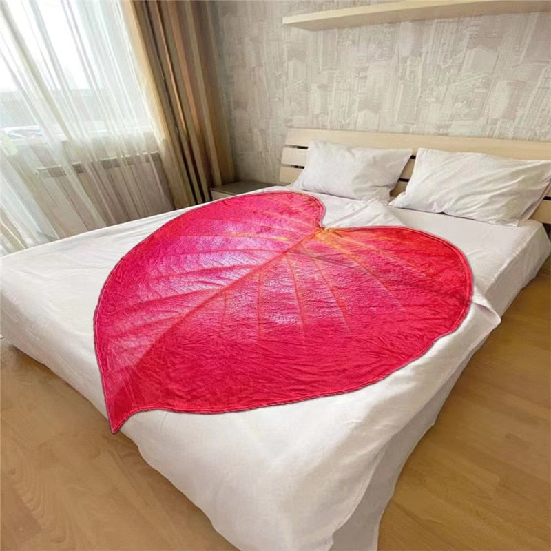 Qfdian Super Soft Giant Leaf Blanket Home Decor Flannel Gloriosum Leaf Blankets for Beds  Sofa Cozy Beach Blankets Towel Manta Cobertor