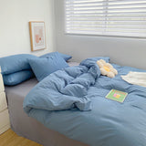 Nordic Ins Style Bedding Sets Solid Color Single Double Queen Size Duvet Cover Flat Sheet Pillowcases Hotel Home Bed Linen