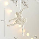 Qfdian christmas decor ideas nightmare before christmas Christmas White Glitter Angel Girl Pentagram Pendants Merry Christmas Tree Decorations For Home Xmas Ornaments Hanging Pendants