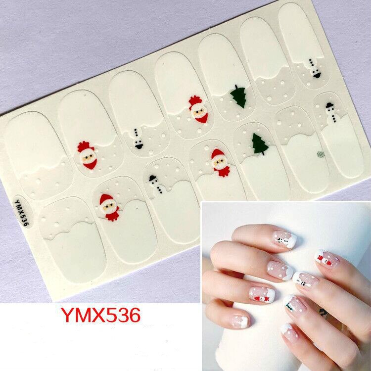 Qfdian christmas decor ideas nightmare before christmas 14tips Christmas Style Nail Art Sticker Snowflake Elk Decoration Waterproof Full Cover Wraps Decal DIY Manicure Sticker