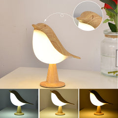 3 Colors Bedside Lamp Creative Touch Switch Wooden Bird Night Lights Dimming Brightness Bedroom Table Reading Lamp Decor Home