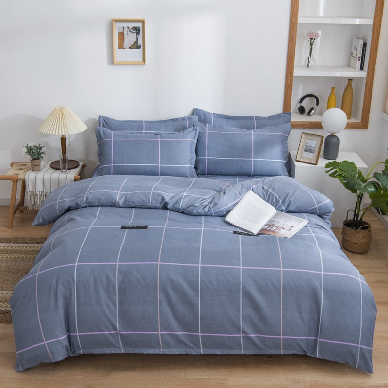 Qfdian Beddings Sets New Cotton Four-piece Set Thickened Brushed Bedding School Dormitory Three-piece Bedding Set Luxury Bed Linen