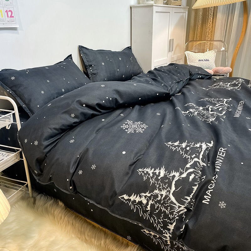 Starlit Sky Bedding Set Boys Girls Twin Queen Size Duvet Cover Flat Sheet Pillowcase Bed Linen Kids Adult Fashion Home Textile