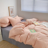 Nordic Ins Style Bedding Sets Solid Color Single Double Queen Size Duvet Cover Flat Sheet Pillowcases Hotel Home Bed Linen