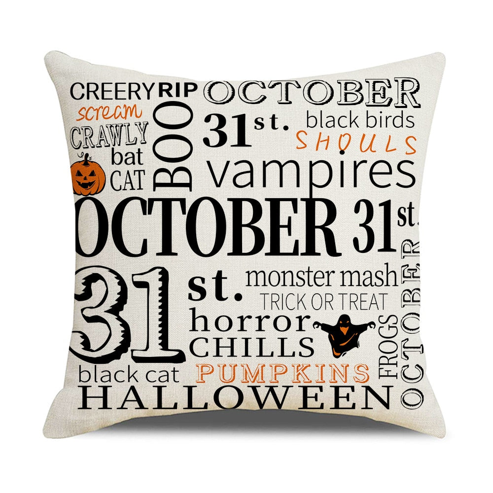 Qfdian halloween decorations halloween costumes halloween gift Fall Halloween Pumpkin Cushion Cover Trick or Treat Farmhouse Decor Home Pillowcase Sofa Decor Pillowcase