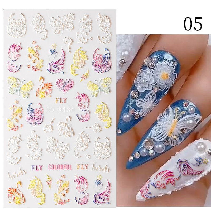 Qfdian christmas decor ideas nightmare before christmas 1PC 5D Nail Stickers Winter Santa Claus Self-Adhesive Slider Nail Art Decorations Christmas Snow Decals Manicure Accessories