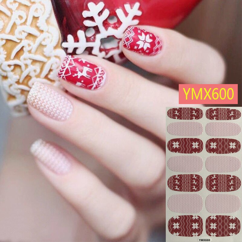 Qfdian christmas decor ideas nightmare before christmas 14tips Christmas Style Nail Art Sticker Snowflake Elk Decoration Waterproof Full Cover Wraps Decal DIY Manicure Sticker