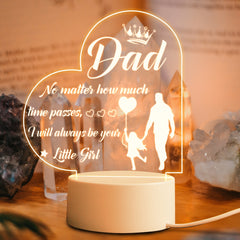 Qfdian father's day gifts Birthday Thanksgiving Gifts for Dad from Daughter Son Personalized Acrylic 3D LED Night Light Bedroom Decoration