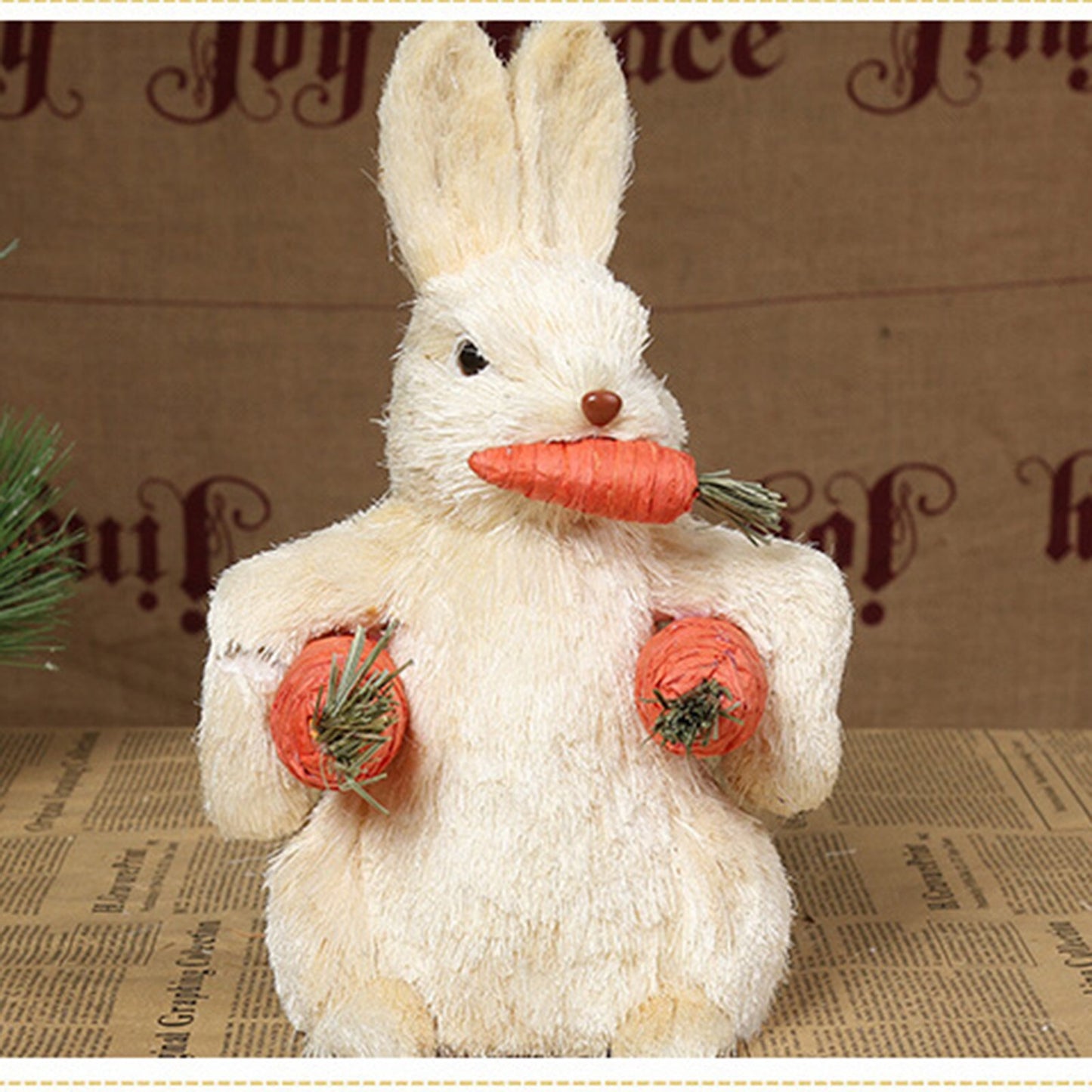 Qfdian easter decorations clearance New Creative Children Easter Bunny Decoration Cute Straw Rabbit Home Decorative Ornaments Gift For Mother Kids Friends