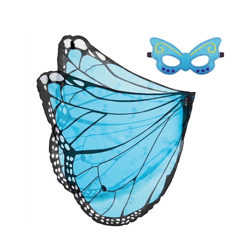 Qfdian Kids Butterfly Costume Girl Fairy Butterfly Wings Chiffon Blue Pink Purple Halloween Costume