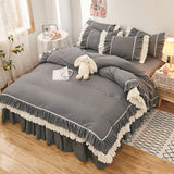 4pcs Couple Bed Quilt Set Sheet Bedsheet Bedspread Queen Size Duvets Cover Linens Comforter Bedding with Pillowcases Luxury Pink