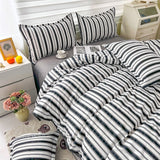Stripes Bedding Set Nordic Ins Style Flat Sheet Duvet Cover Pillowcase Single Double Full Size Bed Linen Fashion Home Textile